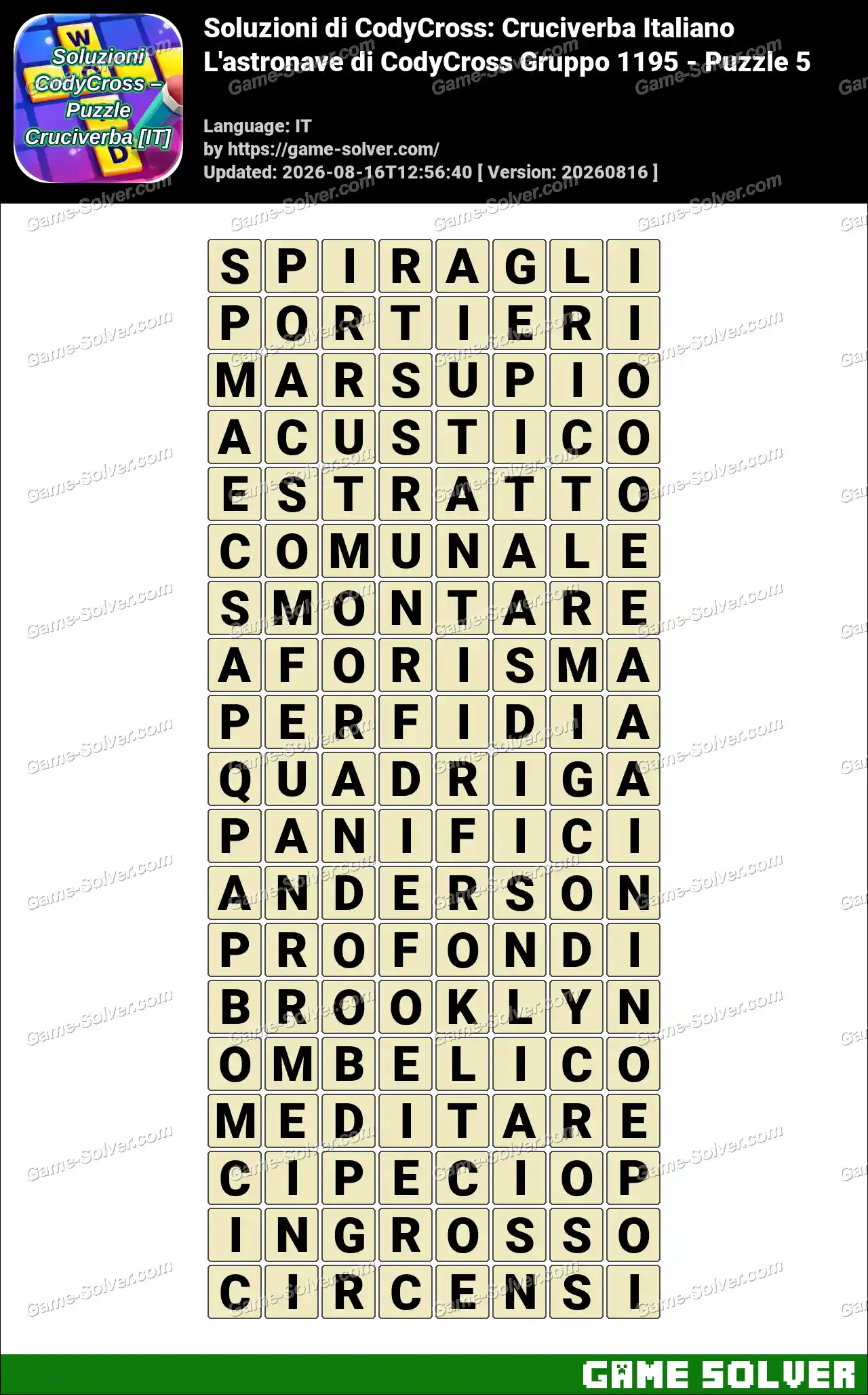 Soluzioni di CodyCross: Cruciverba Italiano L’astronave di CodyCross Gruppo 1195 – Puzzle 5